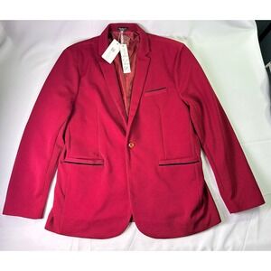 Coofandy Mens Burgundy Red Slim Fit Blazer One-Button Sport Coat Size Medium NWT